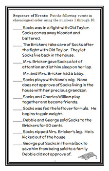 worksheets free teacher (26 Novel Study / Cleary) (Beverly Comprehension Socks