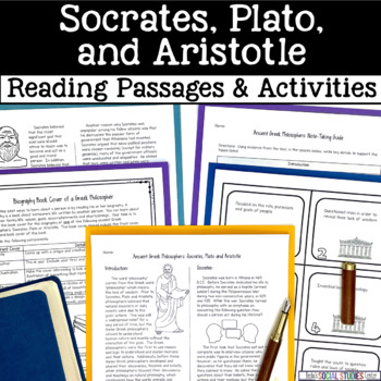 Preview of Socrates, Plato & Aristotle - Reading Passages, Notes & Projects