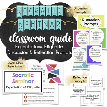 Preview of Socratic Seminar Classroom Guide: Instructions, Reflection Prompts and Questions