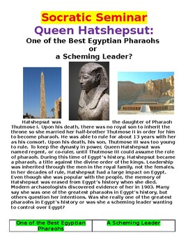Preview of Socratic Seminar: Pharaoh Hatshepsut of Ancient Egypt