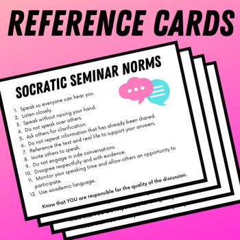 Preview of Socratic Seminar Norms Reference Cards (Printable; Projectable)