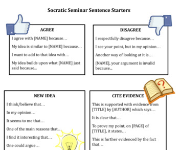 Preview of Socratic Seminar Sentence Starters