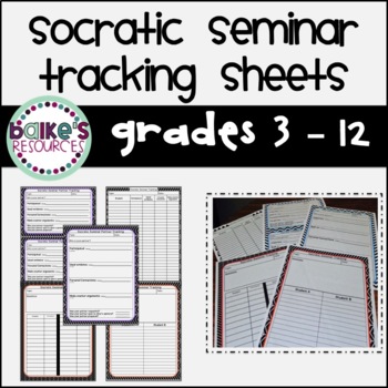 Preview of Socratic Seminar Tracking Sheets