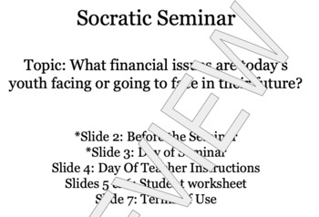 Preview of Socratic Seminar - What Financial Issues Do Today's Youth Face