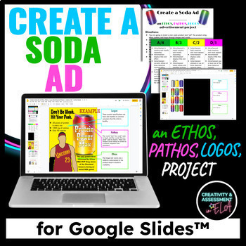 Preview of Soda Advertisement Fun Ethos Pathos Logos Rhetorical Activity & Rhetoric Project