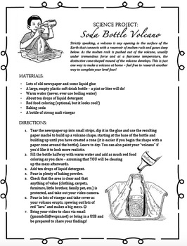 Preview of FREE!! Soda Bottle Volcano Project (No mess!) - NOW EDITABLE!