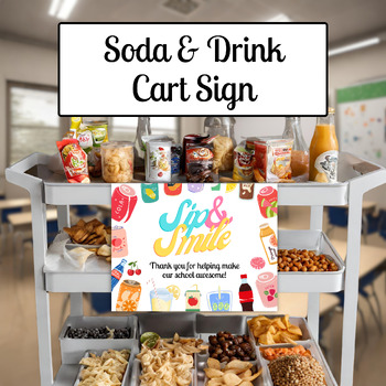 Preview of Soda & Drink Cart Sign, Teacher Appreciation Week, Staff Appreciation, Printable