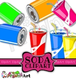 Soda Drinks Clip Art Set - Various Flavours - Party Elements