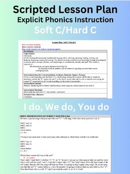 Preview of Soft C/Hard C: Scripted, Explicit Phonics Lesson Plan [15-20 minutes]