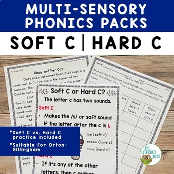 multisensory phonics pack for teaching hard and soft c sounds