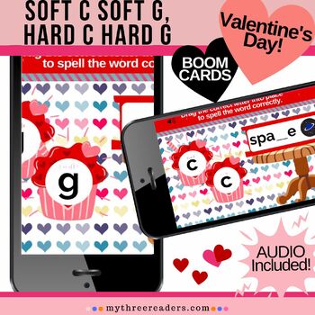 Preview of Soft C Soft G, Hard C Hard G - Valentines Day Digital Boom™ Activity