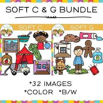 Preview of Soft C and Soft G Alphabet Beginning Sounds Clip Art Bundle