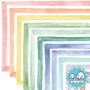 Preview of Soft Colors Watercolor Border Clipart, Boho Rainbow Clip Art Frames PNG