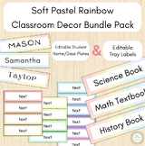 2 IN 1 - EDITABLE Soft Pastel Rainbow Classroom Decor Bundle Pack