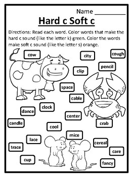 hard and soft c and g words activity hard and soft c sounds worksheet