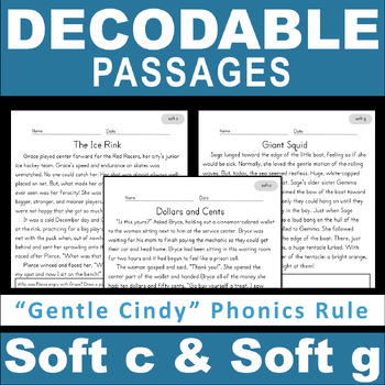 Preview of Soft c & Soft g Decodable Passages | Science of Reading Phonics & Fluency