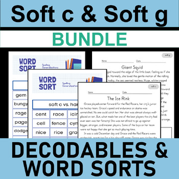 Preview of Soft c & Soft g Phonics Bundle | Word Sorts & Decodable Stories | SOR aligned