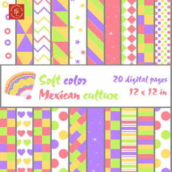 Preview of Soft color Mexican latin digital paper Cinco de mayo craftivity poster activity