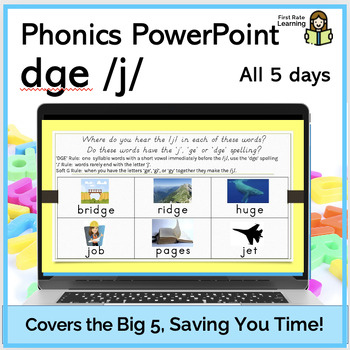 Preview of Soft g (GE and DGE) All 5 Days Phonics Phonemic Awareness Digital PowerPoint