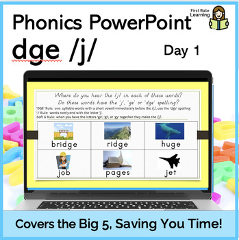 Preview of Soft g (GE and DGE) Day1 Phonics Phonemic Awareness Digital PowerPoint