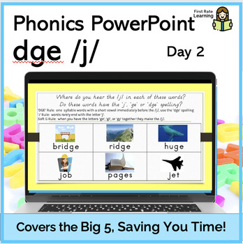 Preview of Soft g (GE and DGE) Day2 Phonics Phonemic Awareness Digital PowerPoint