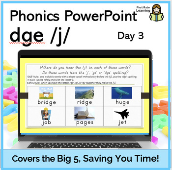 Preview of Soft g (GE and DGE) Day3 Phonics Phonemic Awareness Digital PowerPoint