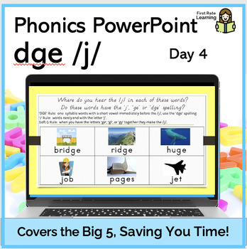 Preview of Soft g (GE and DGE) Day4 Phonics Phonemic Awareness Digital PowerPoint