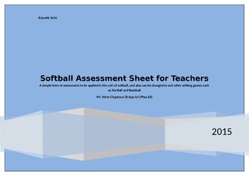 Preview of Softball Teachers Assessment Sheet