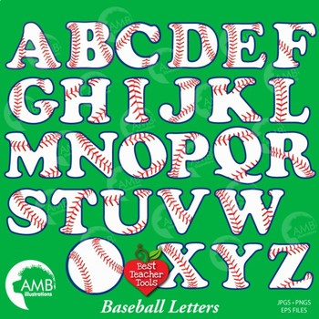 Preview of Softball / Baseball Letters Clipart, Sports Alphabet Clipart, AMB-803