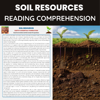Preview of Soil Resources Reading Passage | Soil Layers and Types of Soil  | Earth Resource