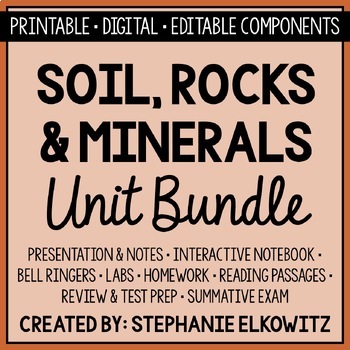 Preview of Soil, Rocks and Minerals Unit Bundle | Printable, Digital & Editable Components