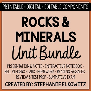 Preview of Rocks and Minerals Unit Bundle | Printable, Digital & Editable Components