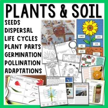 Preview of Plants & Soil Unit - Parts of Plants, Plant Life Cycle, Pollination, & More!