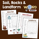 Soils, Rocks, and Landforms Word Search Puzzle Vocabulary 