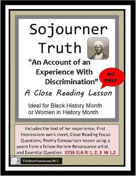 Preview of SOJOURNER TRUTH, An Account of Experience with Discrimination/Distance Learning