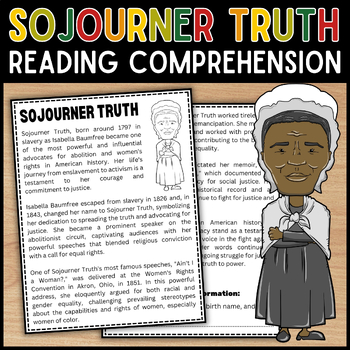 Sojourner Truth Reading Comprehension Passage & Questions | Black ...