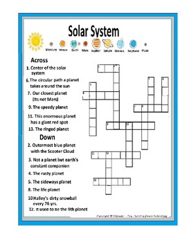 Solar System Crossword Puzzle - Planet Nick Names | TpT