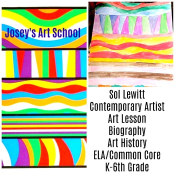 Preview of Sol LeWitt Art Lesson Colors Lines Grade K 6th Grade Art History Drawing ELA