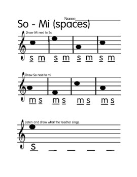 Preview of Sol So Mi SPACES ONLY Worksheet Formative Assessment Kodaly Virtual
