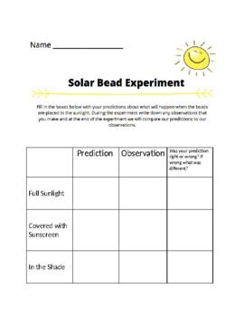 Preview of Solar Bead Worksheet
