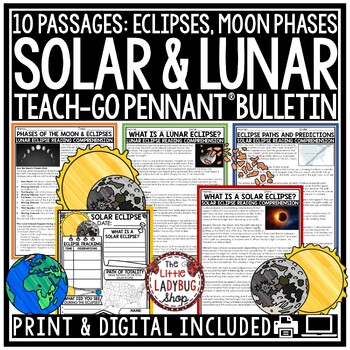 Preview of Solar Lunar Eclipses Reading Comprehension Passages Phases of the Moon Activity