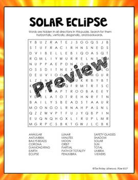 Preview of Solar Eclipse 2024 Word Search Activity