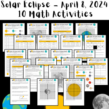 Preview of Solar Eclipse 2024: 10 Middle School Math Activities (Printable + Digital)