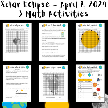 Preview of Solar Eclipse 2024: 3 Math Worksheets (Digital+Printable) Middle School