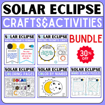 Preview of Solar Eclipse 2024 Activities BUNDLE,coloring pages,writing prompts,word search