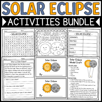 Preview of Solar Eclipse 2024 Activities Bundle: Coloring, Reading, Craft, Games & More