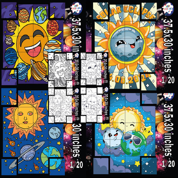 Preview of Solar Eclipse 2024 Activities Coloring Collaborative Poster / Bundle