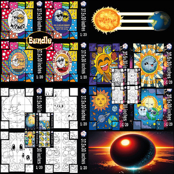 Preview of Solar Eclipse 2024 Activities Coloring Collaborative Poster / Bundle