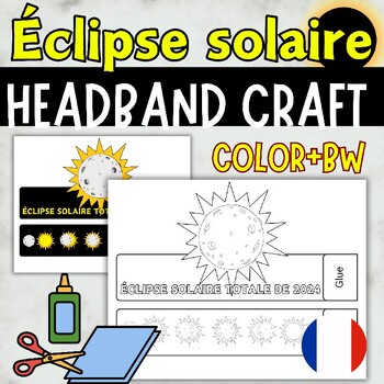 Preview of Solar Eclipse 2024 Activities Hats French , Phase Caps coloring Crown & Headband