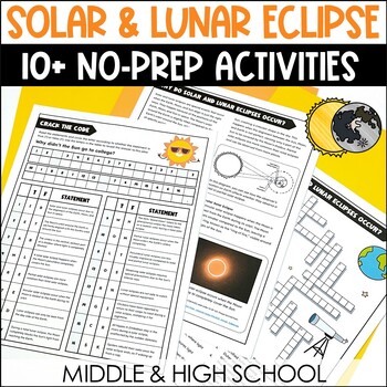 Preview of Solar & Lunar Eclipses 2024 Science Sub Plans - Middle & High School Activities 